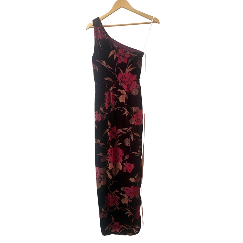 Lulu's Velvet Floral One Shoulder Maxi Dress‎ XS NWT Lace Formal Elegant Fitted - Picture 6 of 11